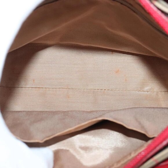BURBERRY Nova Check Hand Bag Canvas Beige Red - Picture 14 of 16